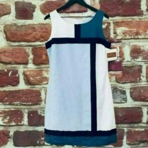 RODO CHAMBRAY DENIM COLORBLOCK WOMEN'S SHIFT DRESS